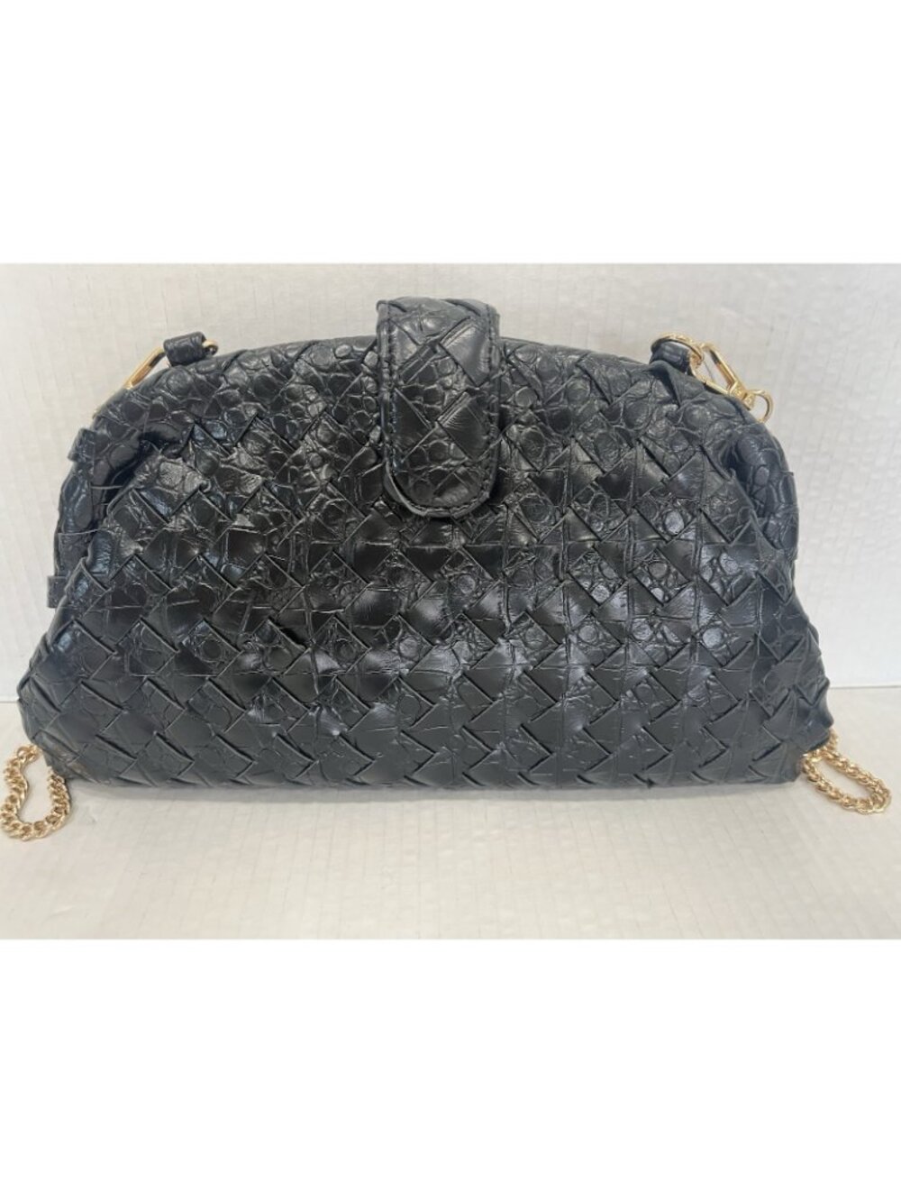 Nordstrom $80 Moda Luxe GiGi Crossbody Bag Woven Black Vegan Soft Leather Clutch - Picture 16 of 16